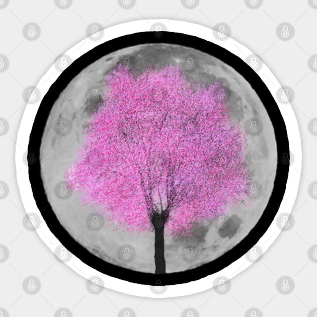 Sakura on the Moon Sticker by crtswerks